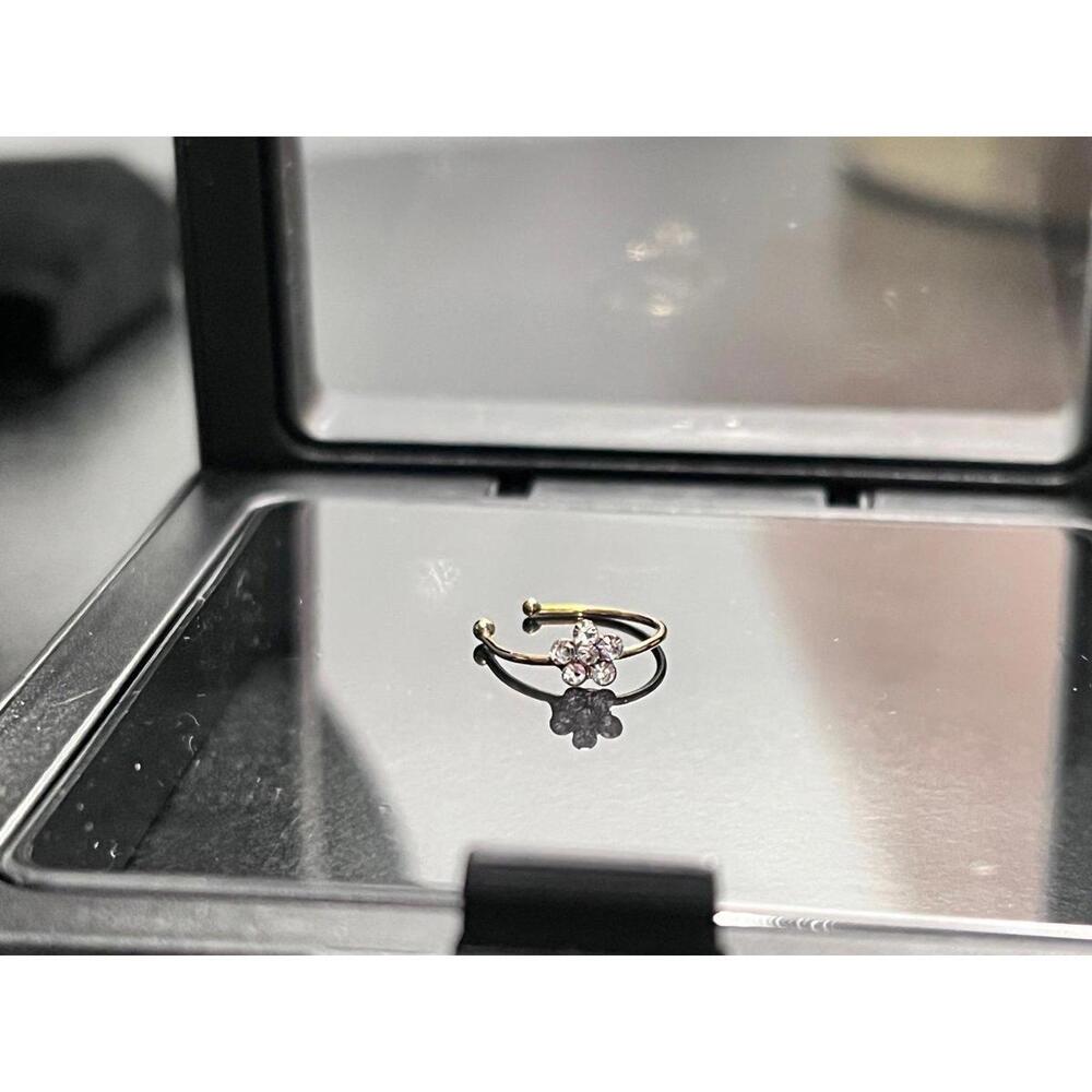 Faux Nose Ring, Crystal & Gold Floral Nose Hoop, Helix Tragus Faux Ring *NEW* - Picture 5 of 8